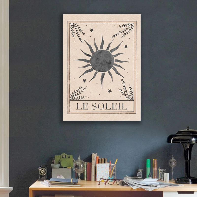 

Minimalist Celestial Poster Art Moon Phases Lunar Le Soleil Prints Vintage Canvas Picture Painting Decoration for Living Room