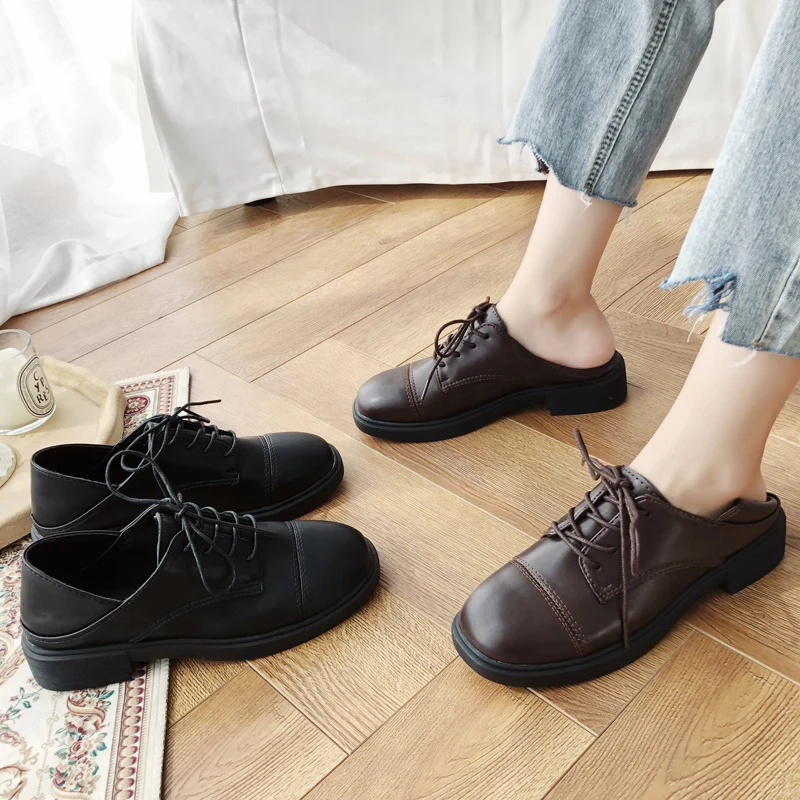 Женские винтажные Туфли-оксфорды из ПУ кожи на плоской подошве | Обувь