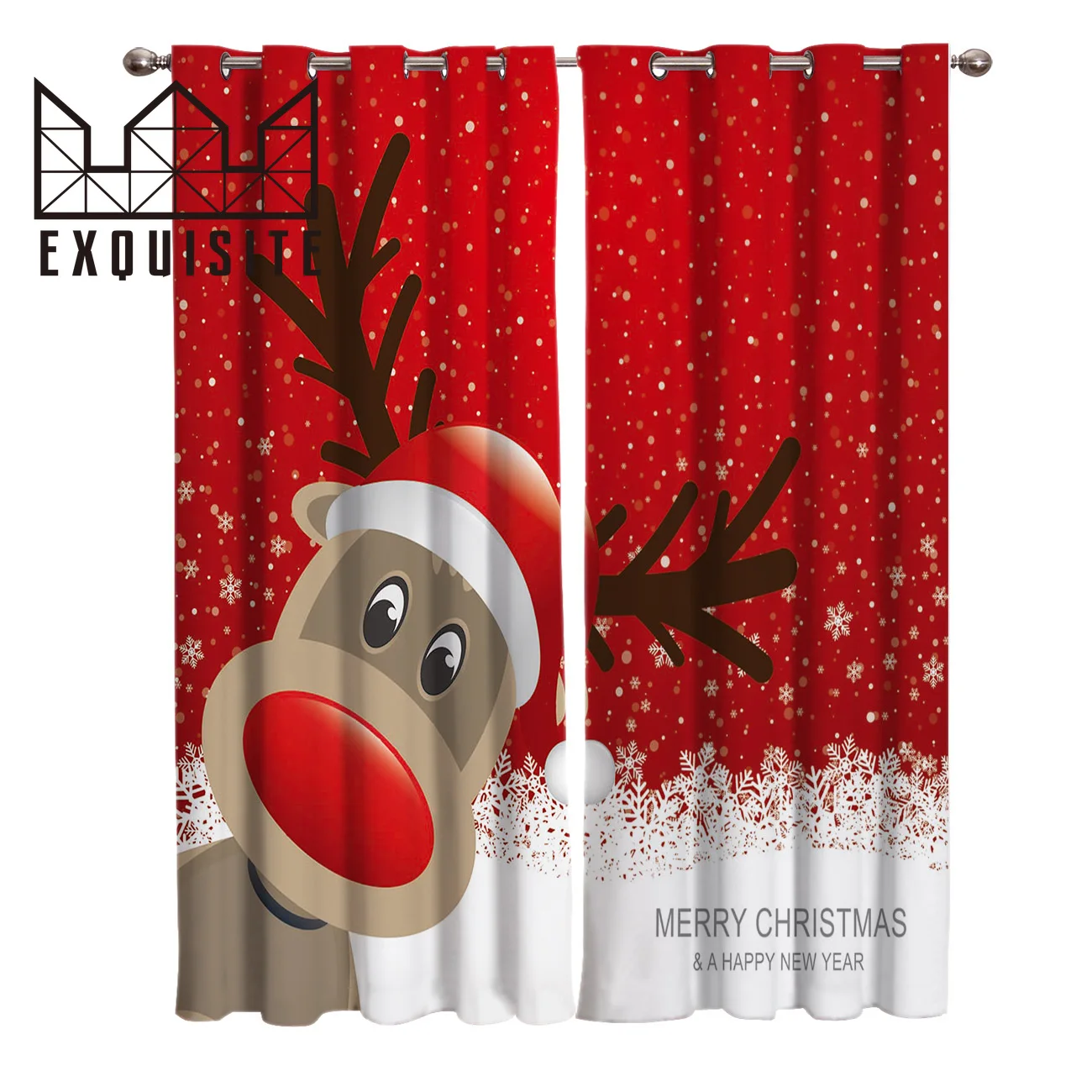 Изысканный дом Счастливого Рождества Новый год оконные шторы занавески Темный