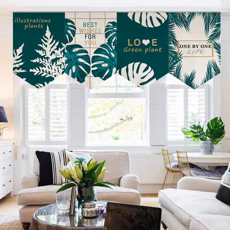 

Japanese Door Curtain Restaurant Kitchen Decoration Half Short Curtain Triangle Flag Linen Partition Nordic Hanging Curtain