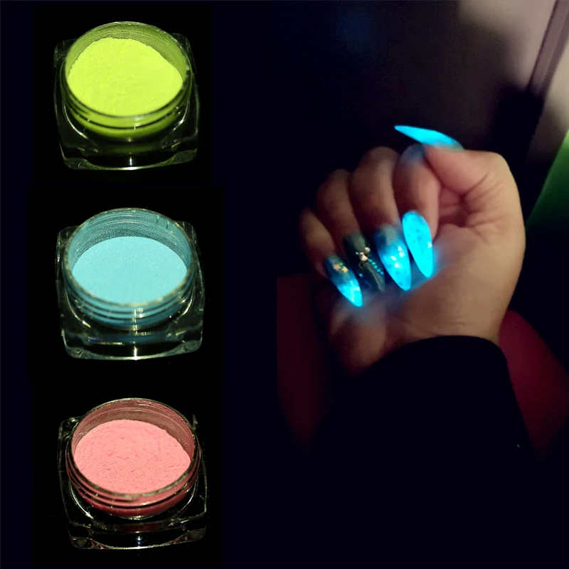 

10 Colors Dust Luminous Pigment Fluorescent Powder Nail Glitters Glow In The Dark Neon Phosphor Powder Nail Glitter Powder 1 Box