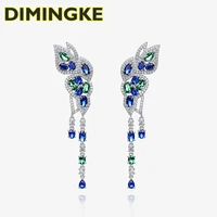 dimingke sapphire emerald butterfly earrings woman s925 sterling silver high jewelry wedding party gift