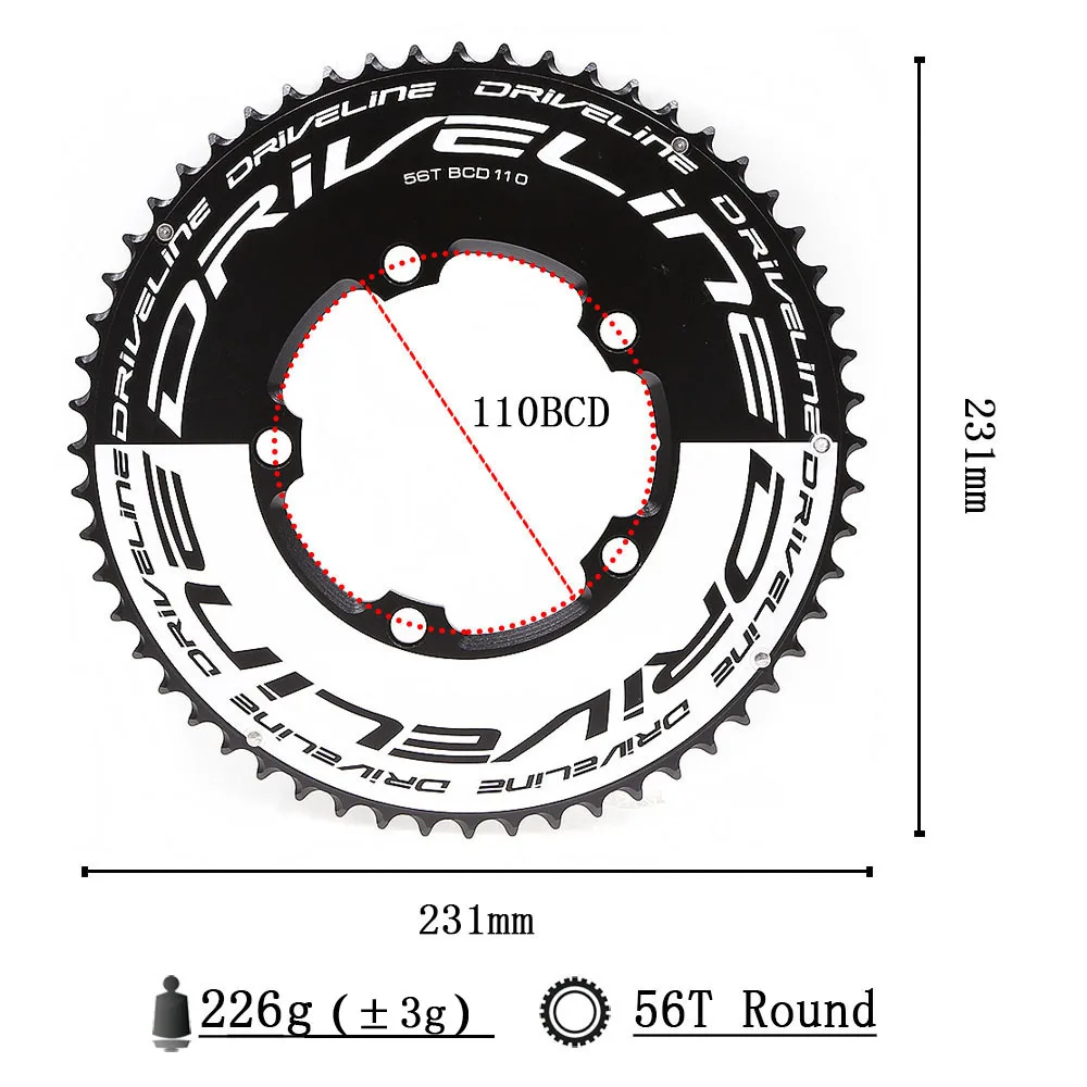 Фото DRIVELINE CNC 50/52/53/54/55/56/58T Звездочка шоссейного велосипеда TT 110BCD 9/10/11s №5