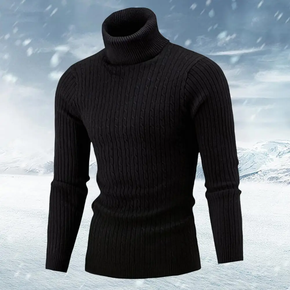 

2021 Korean Slim Solid Color Turtleneck Sweater Mens Autumn Winter Long Sleeve Warm Knit Sweater Casual Bottoming Shirt