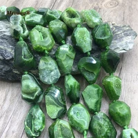 faceted grass green dragon agates geode druzy stone cutting nugget pendant beads for necklace diy jewelry