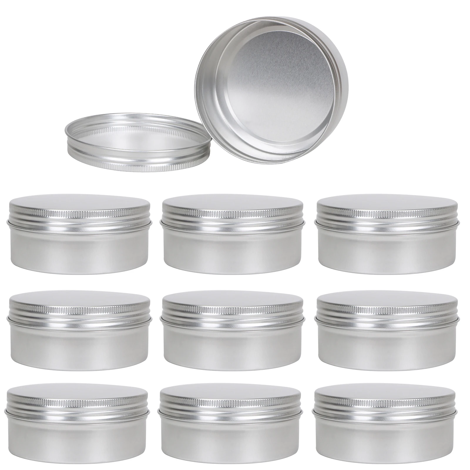 

10pcs 250ml Round Metal Tin Jar Aluminum Box Cosmetic Cream Can Candy Storage Pot Black Candle Containers 8.5oz
