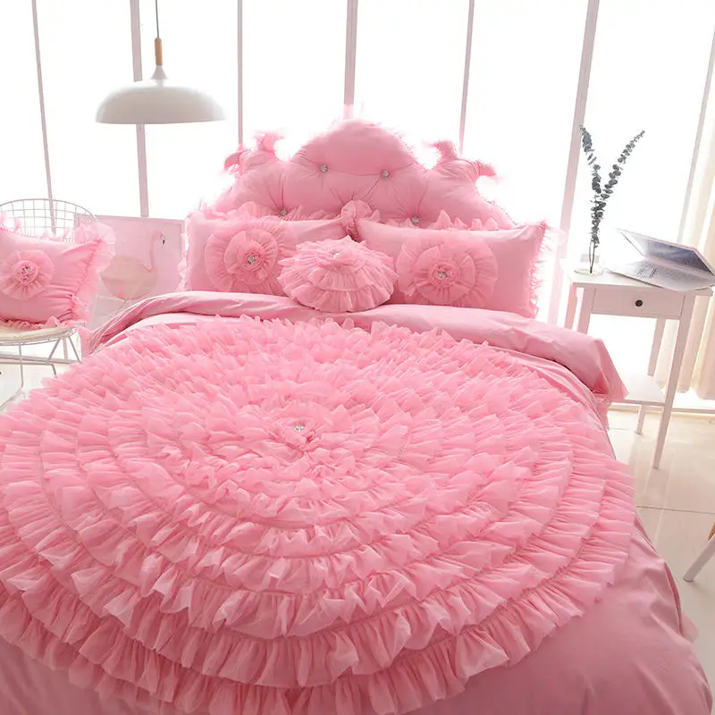 Комплект постельного белья принцессы с большим кружевом роскошное свадебное