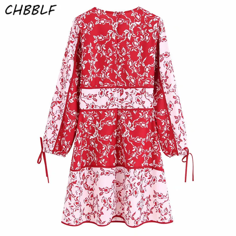 CHBBLF женское элегантное Полосатое мини платье с длинным рукавом и v образным