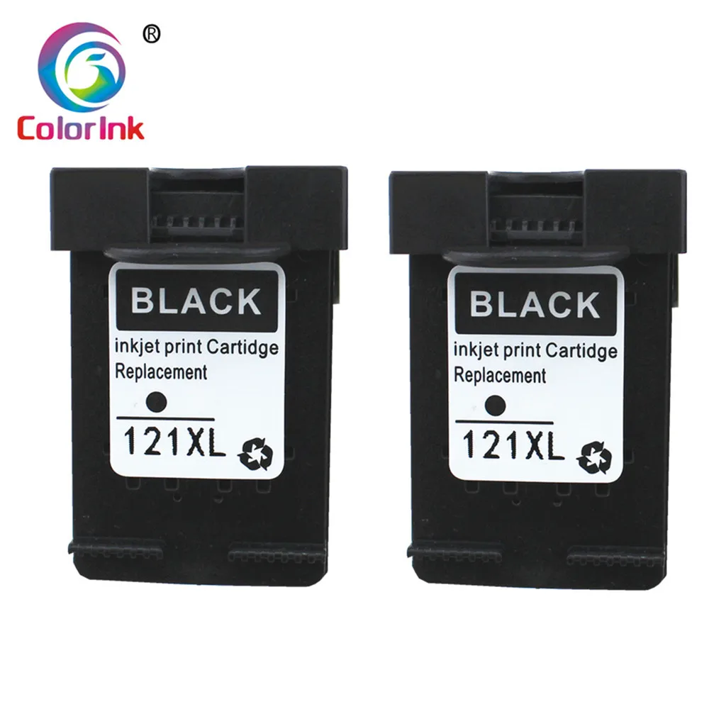 Coloink 2 шт 121XL чернил Замена для hp 121 XL картридж для hp Deskjet D2563 F4283 F2423 F2483 F2493 F4213 F4275 F4283 - Цвет: 2PK Black