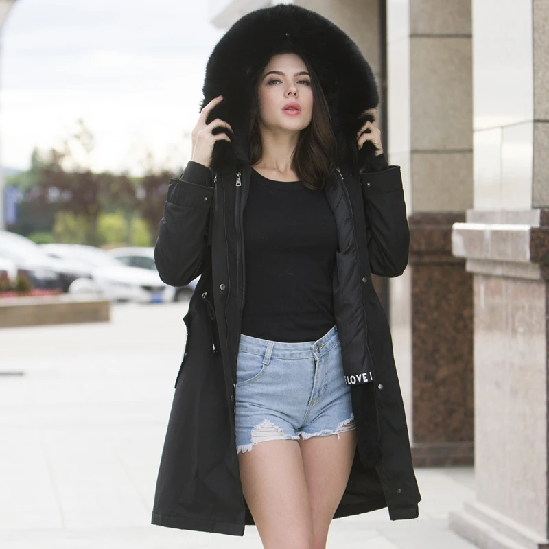 Парка с натуральным мехом женская зимняя куртка пальто из натурального большого