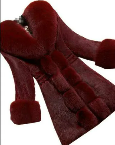 

Autumn Winter Women Faux Rabbit Fur Overcoat Parka 2020 Fashion Warm Raccoon Fur Collar Coat 2020 Jacket Minimalist Outerwear
