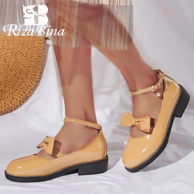 RIZABINA/женские туфли-лодочки с бантом-бабочкой жемчугом и ремешком на щиколотке