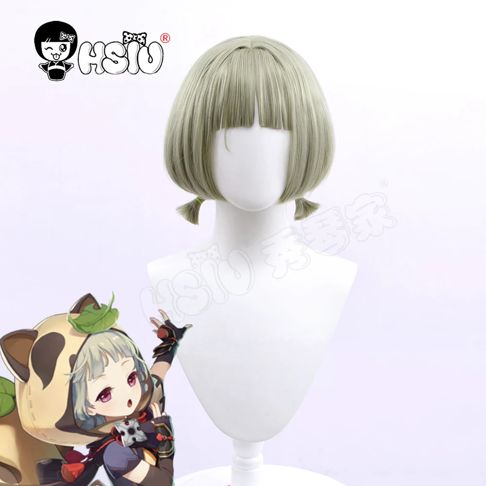 

Sayu cosplay wig Genshin Impact cosplay 「HSIU 」Fiber synthetic wig Celadon Little Double Ponytail Short Hair Genshin Impact