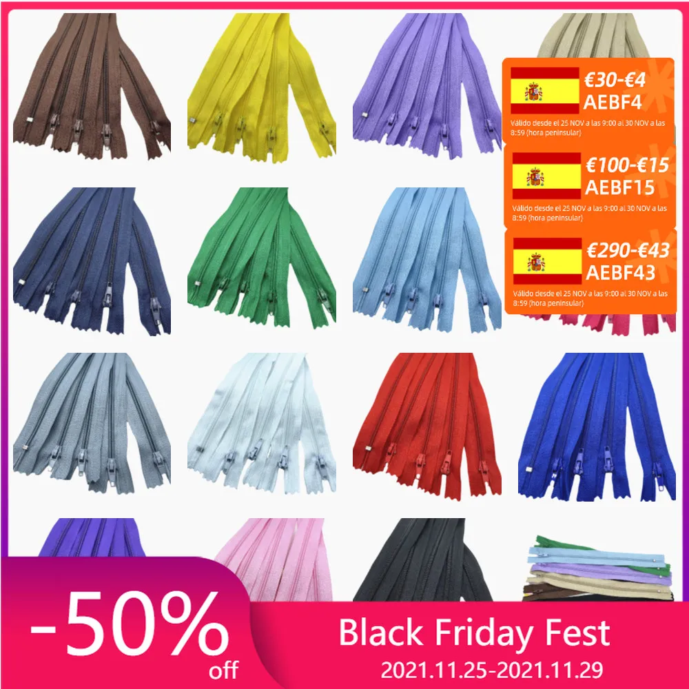 

15/20/25/30/35/40/45/50/55/60 см (6/8/10/12/14/16/20/22/24 дюйма) нейлоновая катушка молнии подходит для одежды швейных ремесел 15 цветов