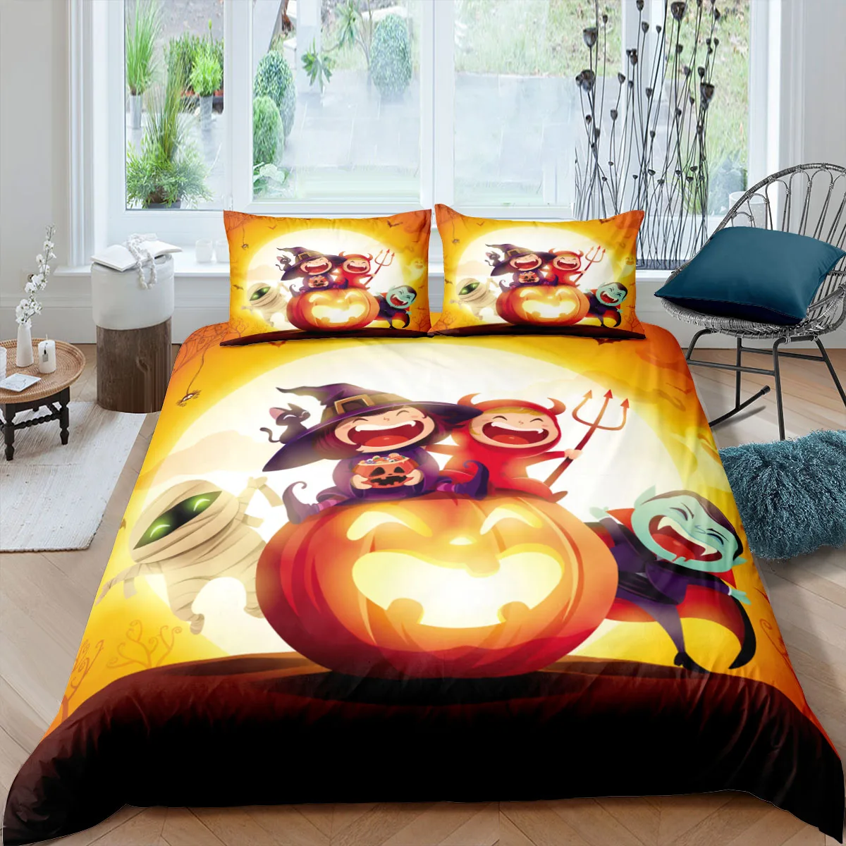 Домашний роскошный 3d комплект постельного белья в виде скелета на Хэллоуин