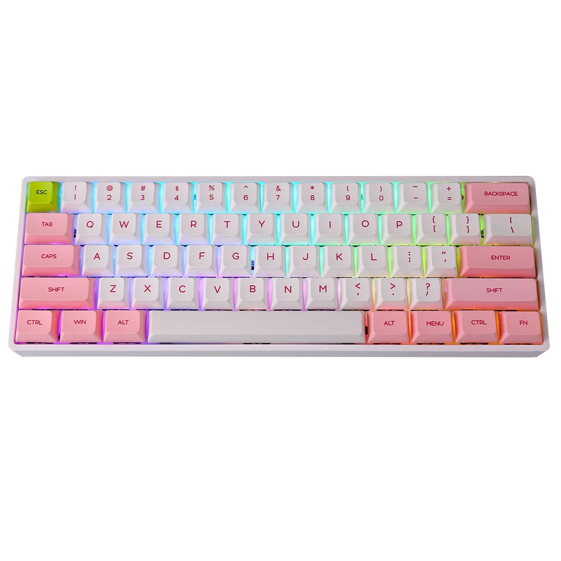 

SK61S 61 Keys GSA Dye-Sub PBT Keycaps Bluetooth Type-C Dual Mode USB RGB Mechanical Gaming Keyboard - White (Blue Switch)