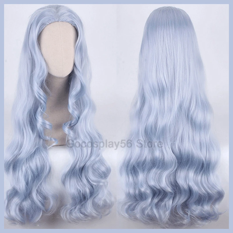 Eri парик для косплея волос серо-голубой длинный кудрявый термостойкий Comiket