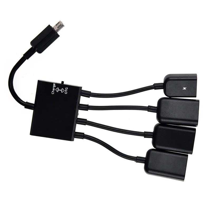 

Black USB 4-port Micro Power Cargo OTG Hub Cable adapter
