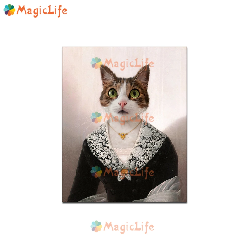 

Винтажные настенные картины с портретом принцессы для домашнего животного, кота, собаки, для гостиной, скандинавский постер, настенная живопись на холсте, домашний декор без рамы