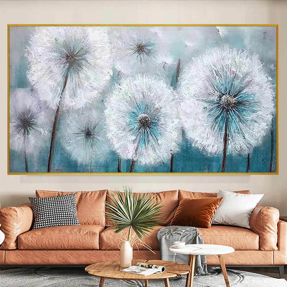 

Handmade Beautiful Oil Painting Flower Dandelion Tidbits Meaning Flying Free Canvas Poster Decor Living Room Wall Art Picture