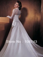 embroidery wedding dresses free shipping hot saler 2016 beaded long formal dress custom sizecolor with long sleeve lace jacket