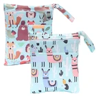 Маленькая влажная сумка с двумя карманами, многоразовый влажный мешок для детских подгузников, многофункциональная водонепроницаемая сумка для подгузников из полиуретана, 20*25 см