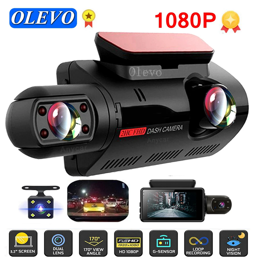 Автомобильный видеорегистратор Olevo FHD скрытый двойной 1080P ночное видение