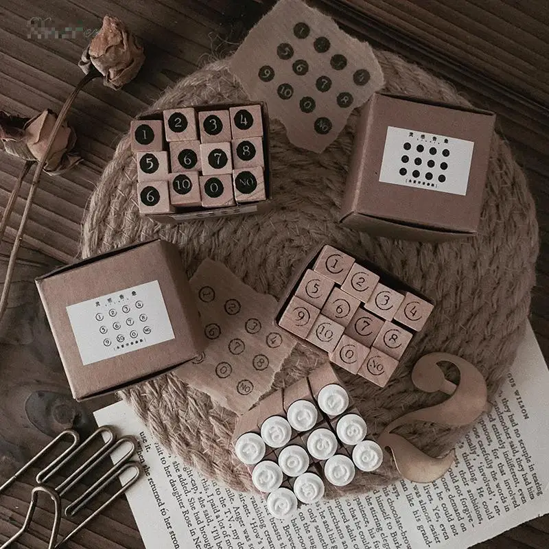 1 комплект винтажная серия цифр штамп DIY деревянные резиновые штампы для stationery