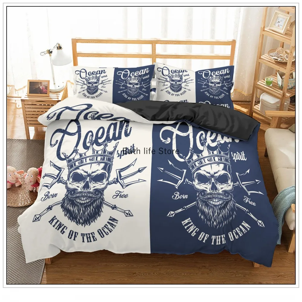 Комплект мягкого постельного белья в европейском стиле с рисунком черепа 3d