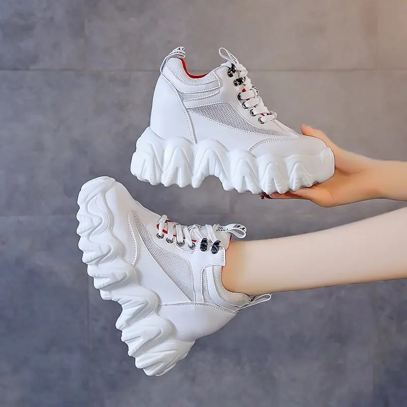 

2020 Breathable Chunky Platform Sneakers Women Autumn Super High Heels Casual Shoes Woman Height Increasing Footwear