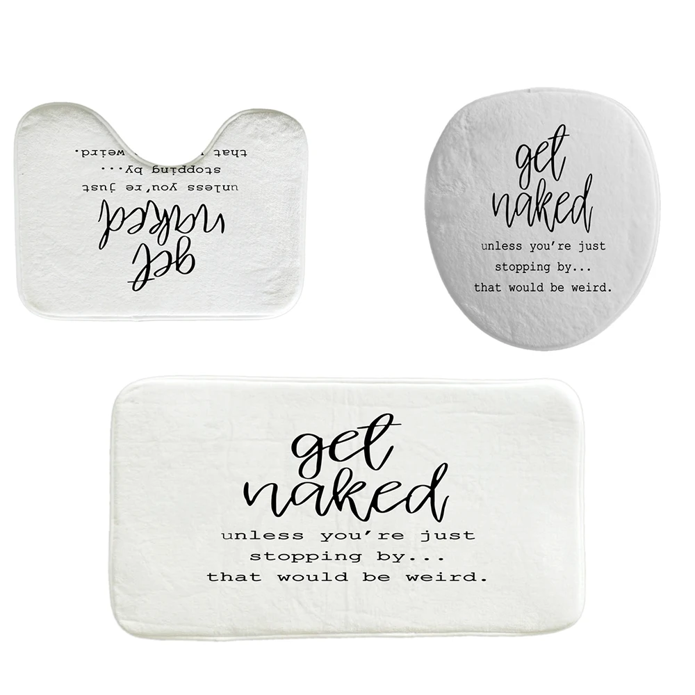 quote print white shower curtain polyester bathroom set 4 piece toilet cover non slip mat for bathroom diy decor free global shipping