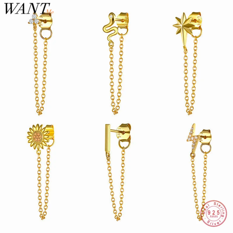 Женские Геометрические серьги гвоздики WANTME ювелирное изделие из 100% серебра 925