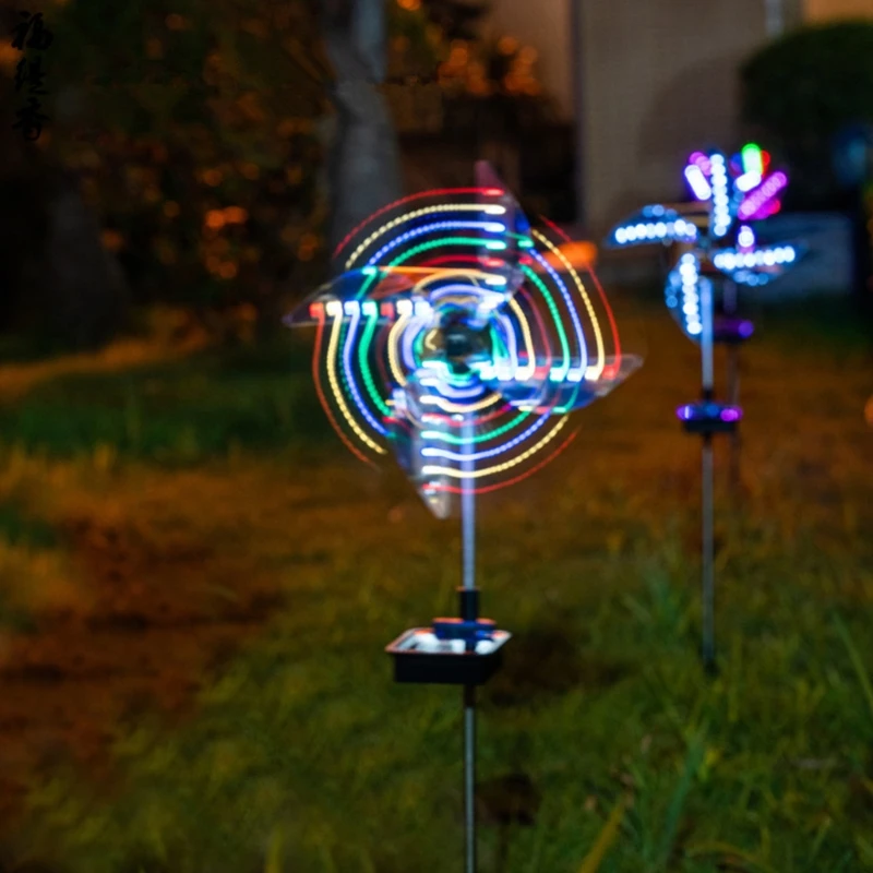 

MXLB Solar Powered Lawn Light Four-Color Windmill Outdoor Courtyard Garden Ground Plug Lamp Waterproof Bright Decorative Path