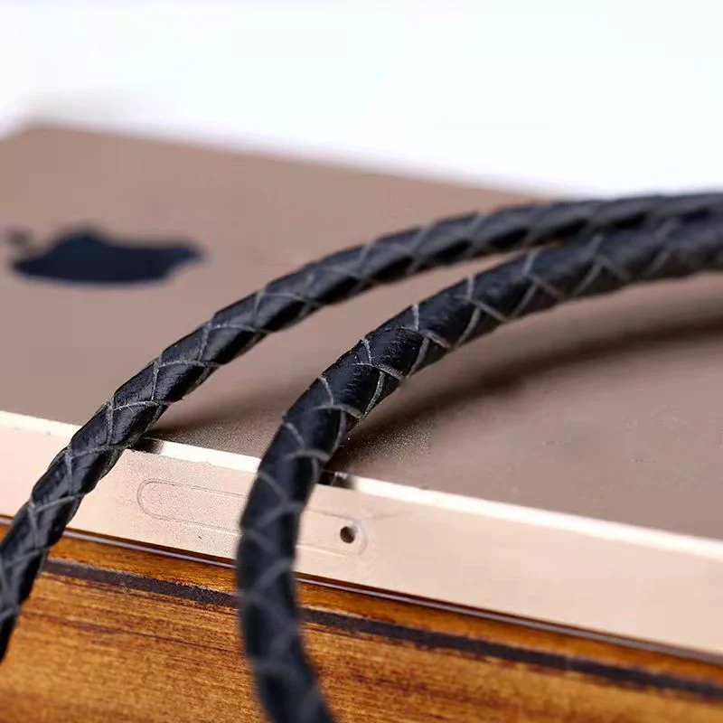 

New Style Retro Peace Pattern Cowhide Rope Braided Leather Rope Necklace Men And Women The Same Jewelry Accessories