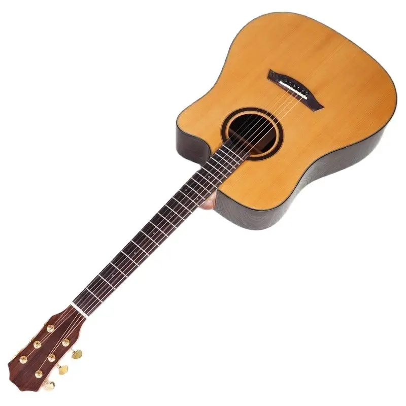 

Акустическая гитара из массива ели, 41 дюйм, розовое дерево, задняя и боковая стороны, 6 струн натурального цвета, деревянная гитара, фольклор...