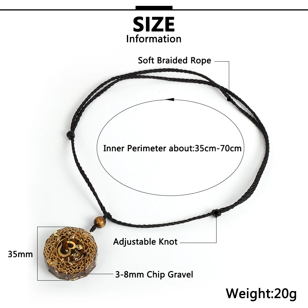 Натуральный камень тигровый глаз чипы гравий подвеска ом Oronge ожерелье Исцеление