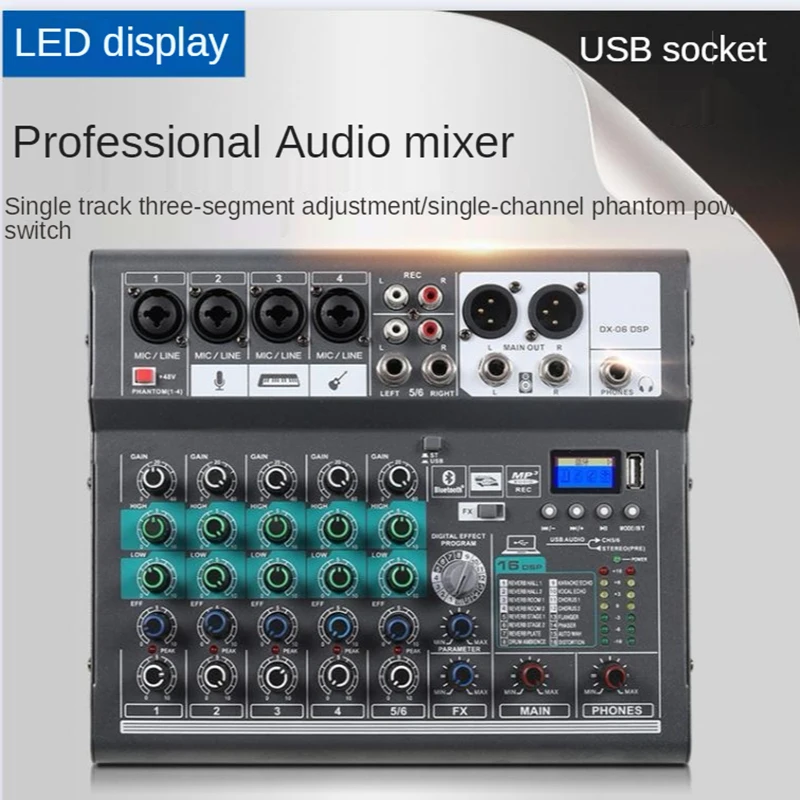 Профессиональный звуковой микшер цифровая 6 канальная микшерная консоль 16 DSP
