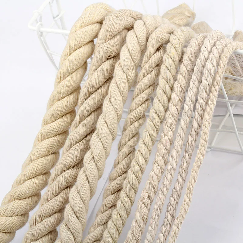 

1KG Black Beige White Three Twisted Cotton Rope 5mm/6mm/7mm/8mm/9mm/10mm/12mm/15mm/18mm/20mm Handmade Craft Decoration Handbag