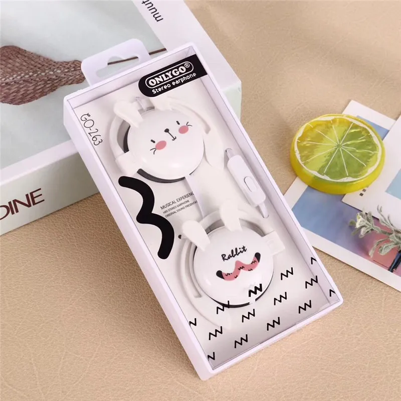 Проводные наушники с кроличьими ушками спортивные стерео для бега Детская