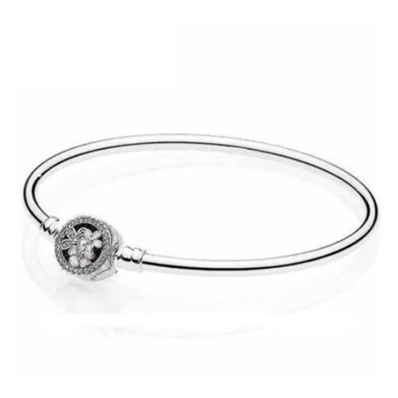 

100% 925 Sterling Silver Pan Bracelet New Cherry Blossom Pan Bracelet Fit European Charm Bracelets Women Jewelry