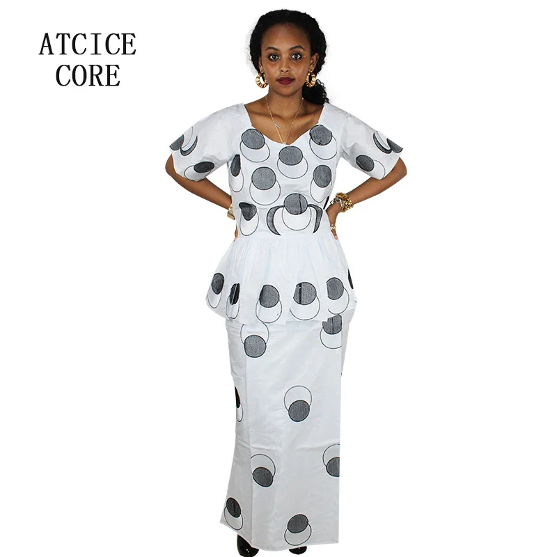 Африканское платье для женщин Базен riche вышивка дизайн короткое белый цвет