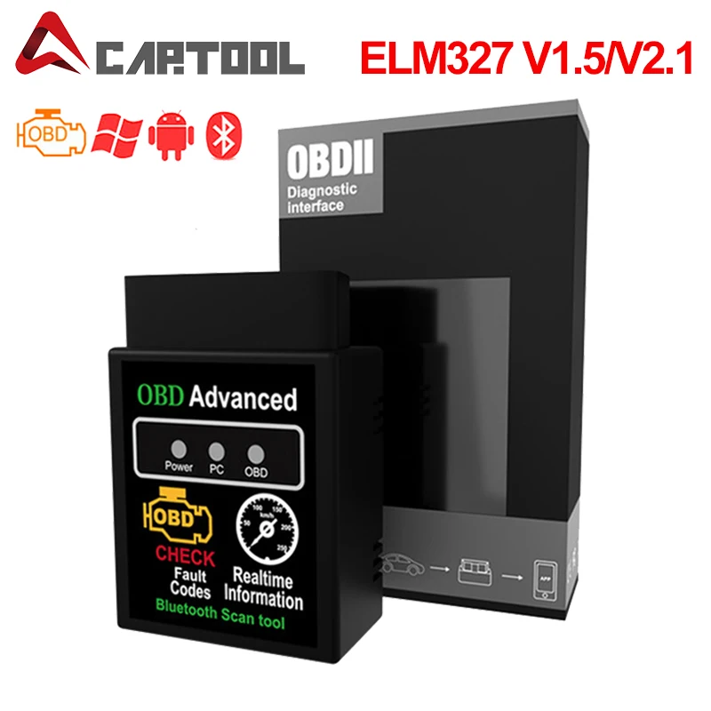 Автомобильный диагностический сканер ELM 327 в 1 5 wifi ELM327 Bluetooth HHOBD2 v1.5 Android