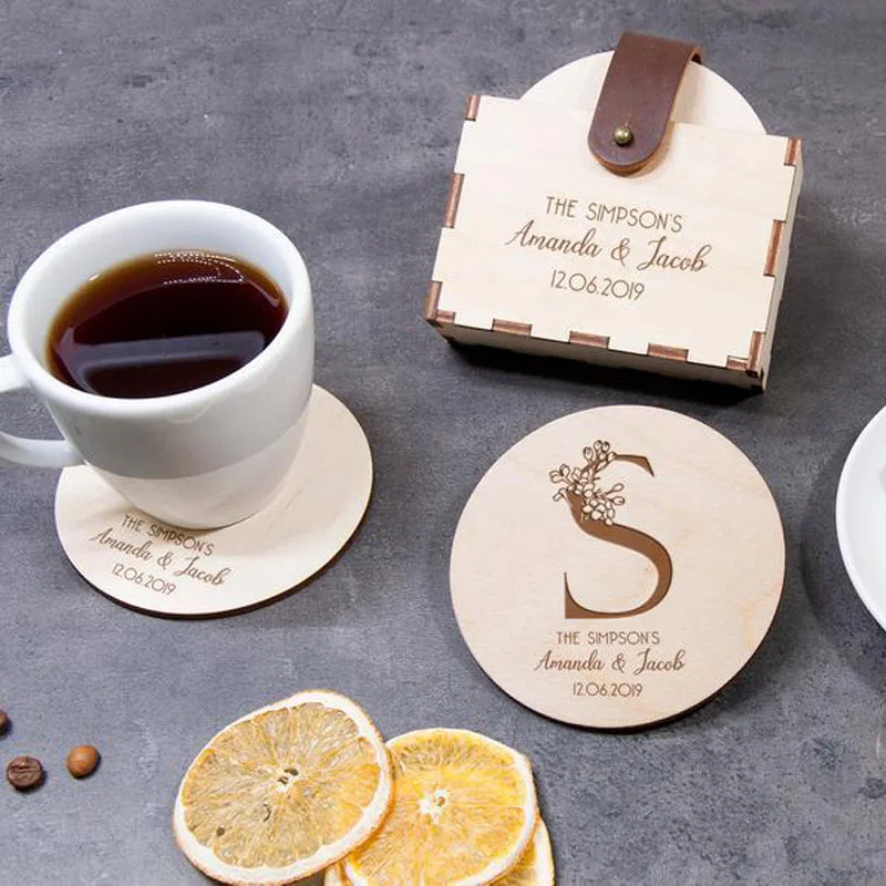 Деревянные подстаканники свадебный подарок подставка с надписью под заказ