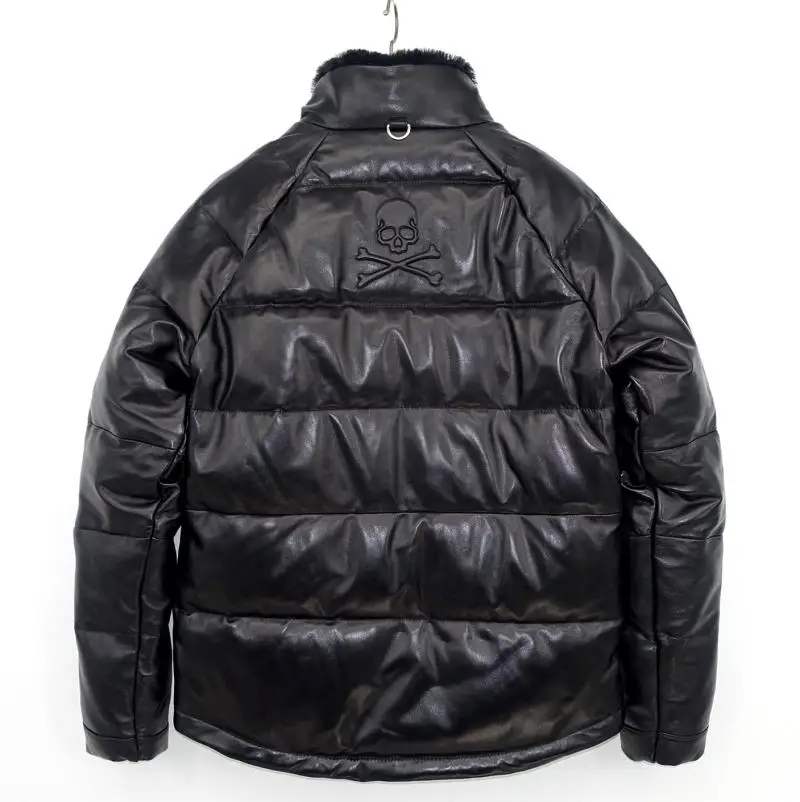 Новинка 2019 зимнее Мужское пальто из натуральной овечьей кожи на утином пуху