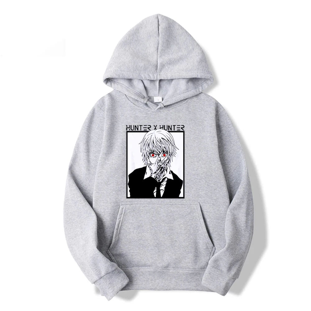 

2021 Winter Men's Oversized HUNTER×HUNTER Killua Zoldyck Anime Hoodie Sweatshirts Fleece Warm Hoodies Fitness Hoodie