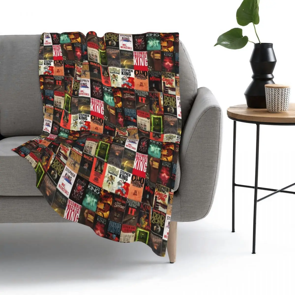 

Stephen King Book Cover Collage Throw Blanket Fleece Throw Blanket BedBlanket SofaBlanket Plush Flannel Cozy bedding Home travel