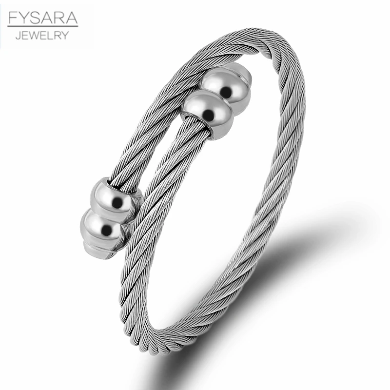 FYSARA панк твист провод браслеты и для женщин мужчин ногтей браслет из нержавеющей