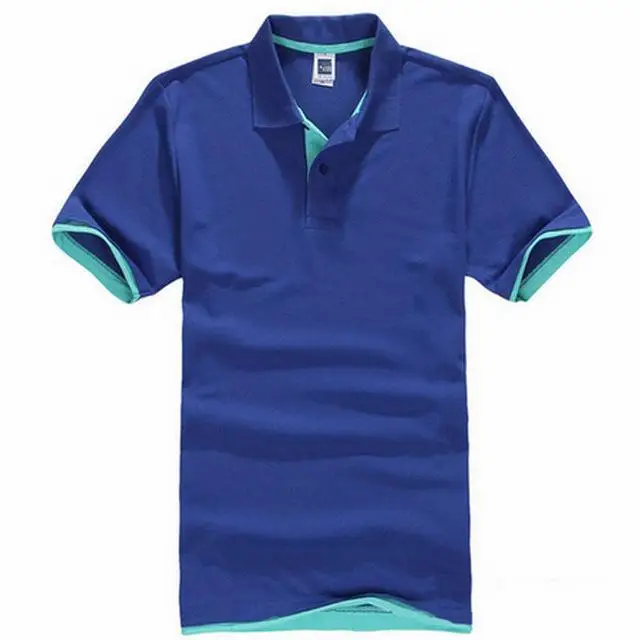De talla grande XS-3XL nueva camisa de Polo de los hombres de algodn de manga corta Camiseta marcas camisetas Mens camisa Polo - Цвет: Sapphire blue green