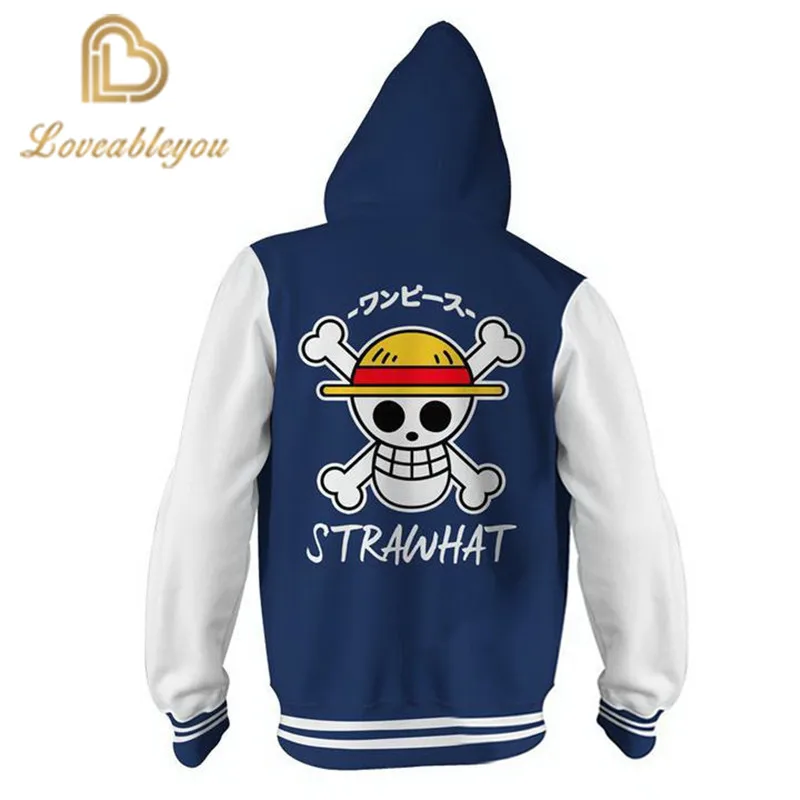 Аниме One Piece Monkey D Luffy 3D толстовка на молнии Косплей Костюм Уличная одежда