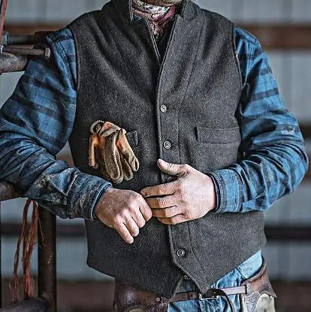 Жилет мужской деловой винтажный однотонный жилет без рукавов для